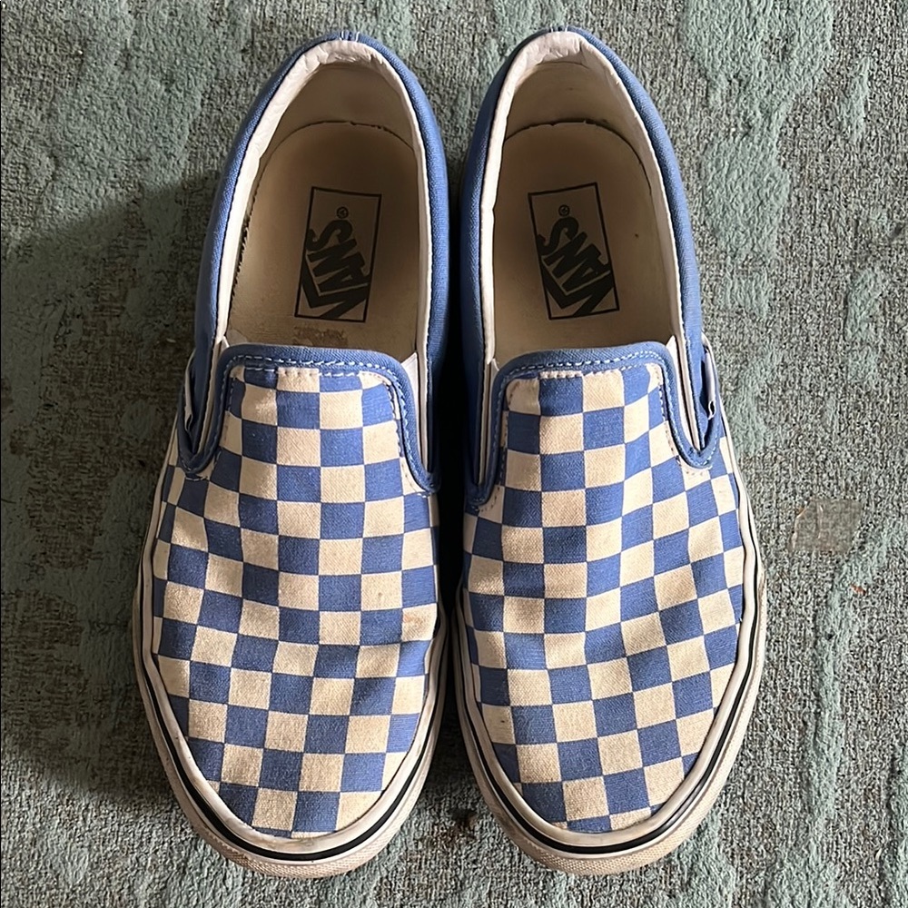 Vans Blue and Cream Slip-On Loafers